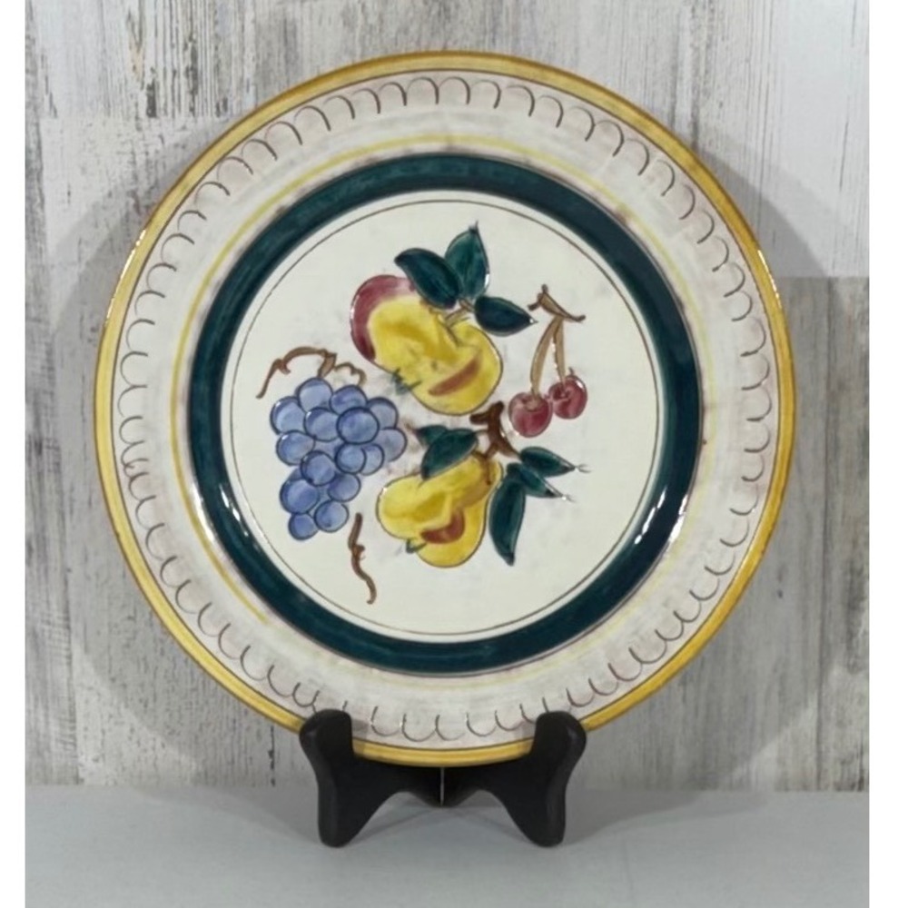 Stangl Terra Rose Fruit Chop Plate 12.5" Multicolor Hand Painted Serving Platter